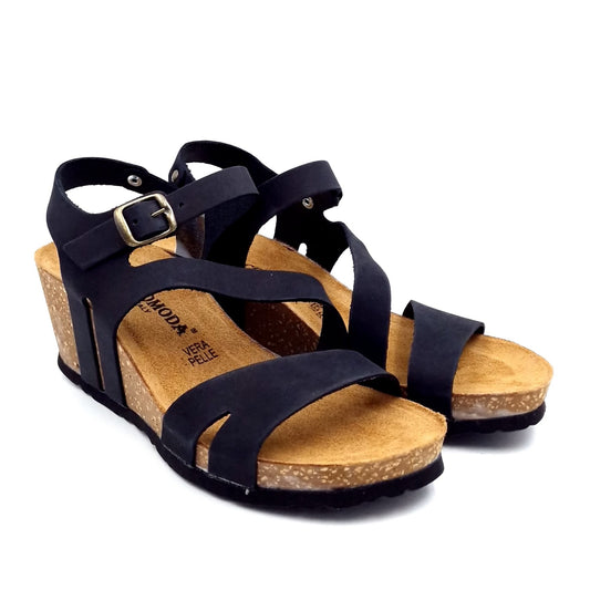 Sandalo Zeppa Morbicomoda Fascia Nero