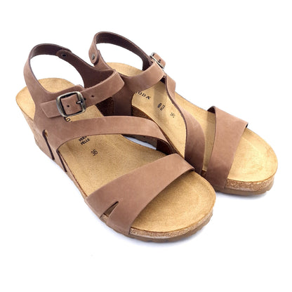 Sandalo Zeppa Morbicomoda Fascia Moka