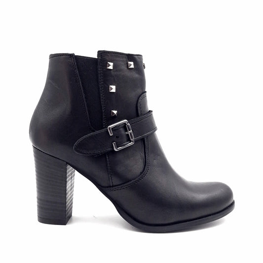 Stivaletto Donna con Tacco Borchie in Pelle Nero