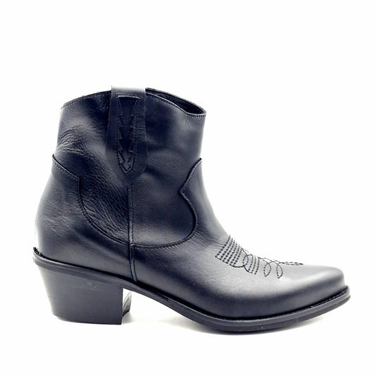 Stivaletto Donna Texano in Pelle Nero