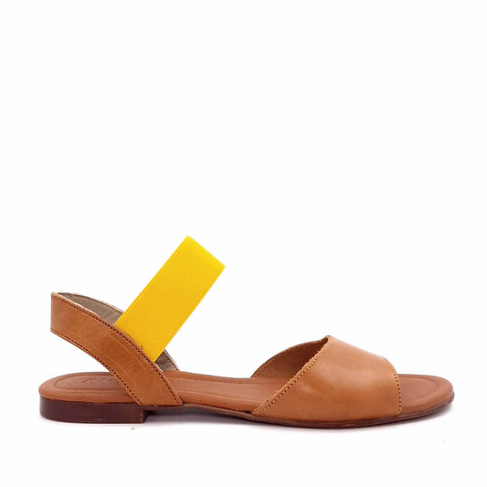 Sandalo Fascia Pelle Cuoio elastico Giallo