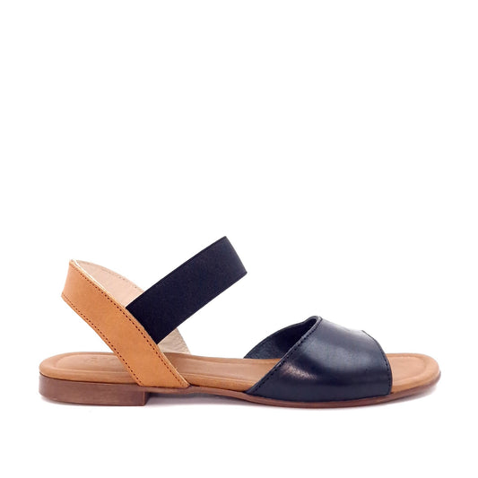 Sandalo Fascia Pelle Nero elastico Nero