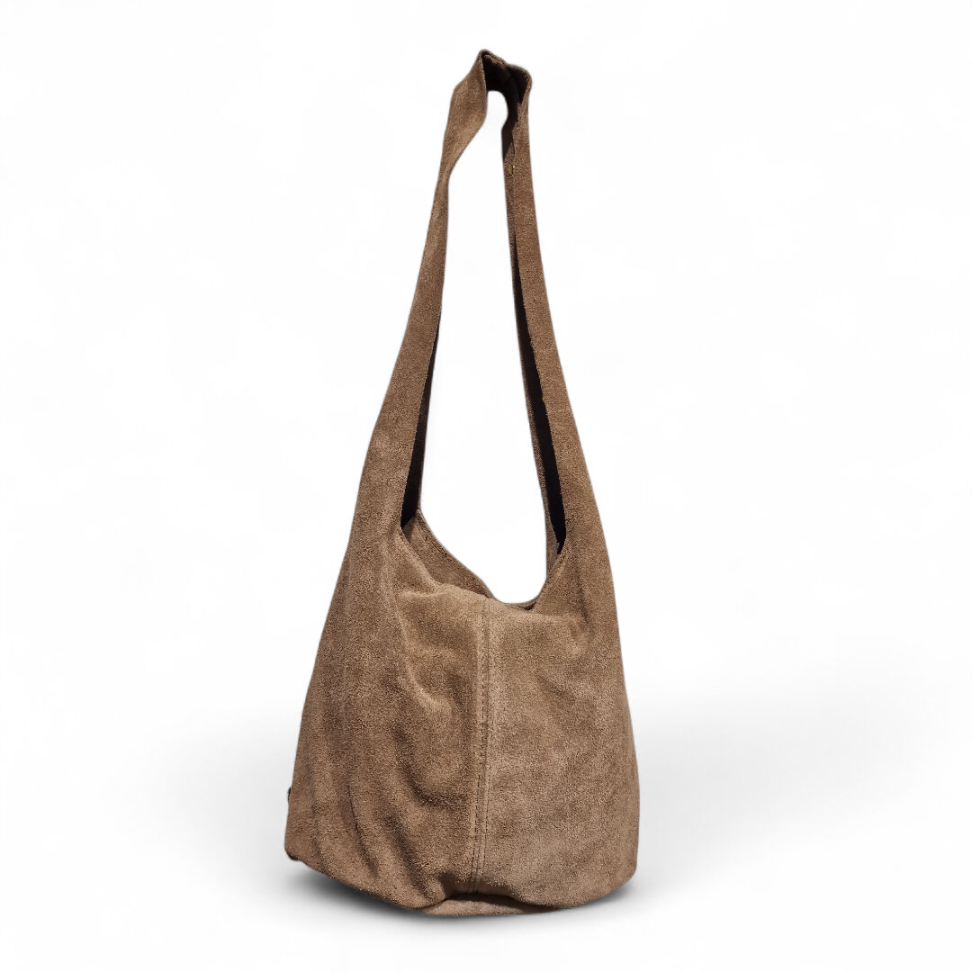 Borsa a Spalla Sacca in Pelle Scamosciata Borchiata Maury