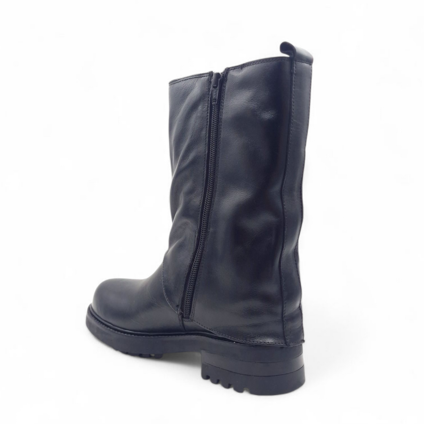 Mezzo Stivale Risvolto Donna in Pelle Nero