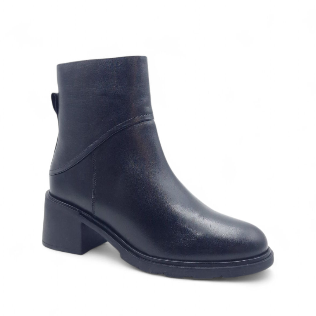Stivaletto Donna tacco doppio in Pelle Nero