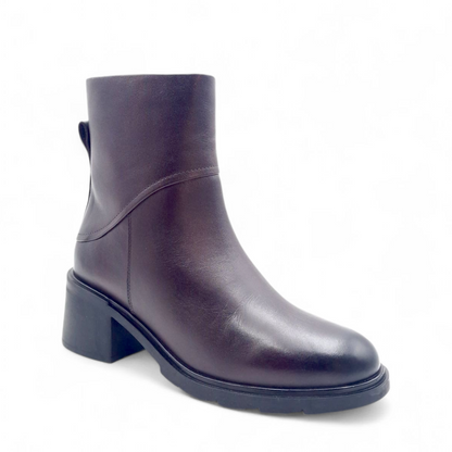 Stivaletto Donna tacco doppio in Pelle Burgundy