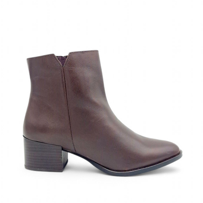 Stivaletto Donna Tacco in Pelle Cioccolato