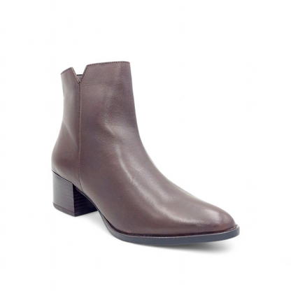 Stivaletto Donna Tacco in Pelle Cioccolato