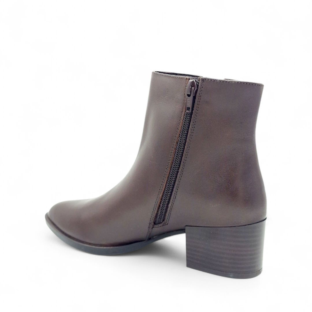 Stivaletto Donna Tacco in Pelle Cioccolato