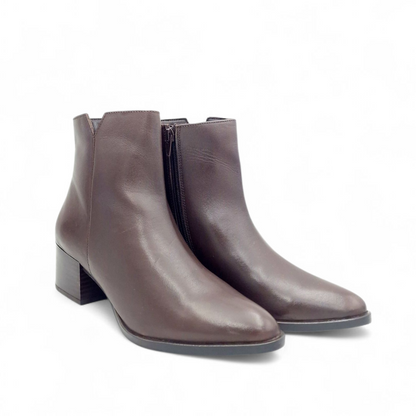 Stivaletto Donna Tacco in Pelle Cioccolato