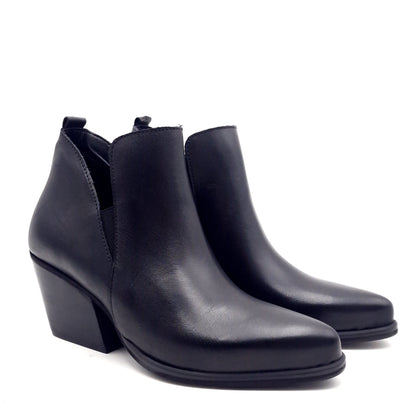 Tronchetto Donna Texano in Pelle Nero