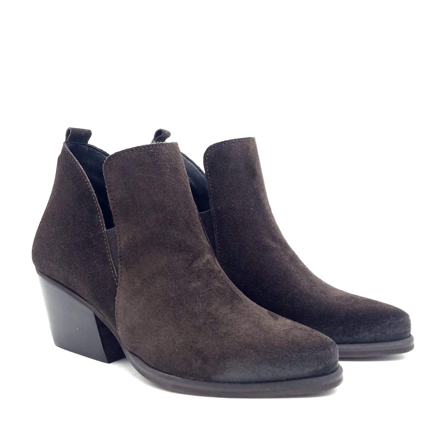 Tronchetto Donna Texano in Pelle Scamosciata Marrone