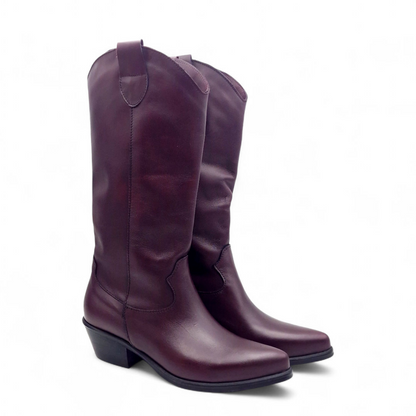 Stivale Donna Texano in Pelle Bordò