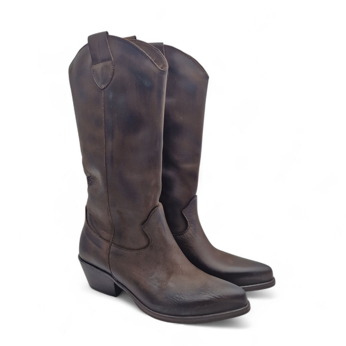 Stivale Donna Texano in Pelle Nabuk Marrone