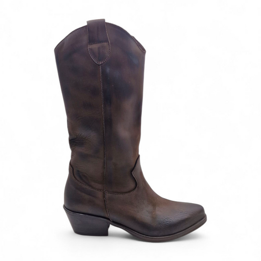 Stivale Donna Texano in Pelle Nabuk Marrone