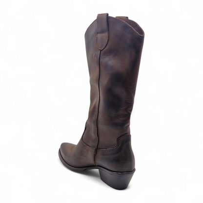 Stivale Donna Texano in Pelle Nabuk Marrone
