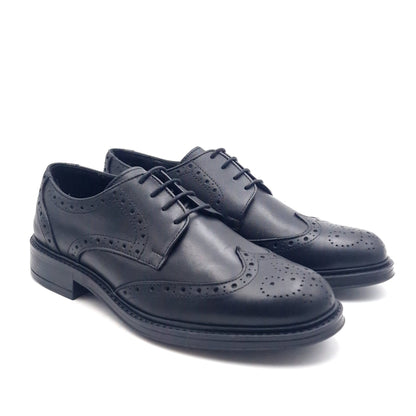 Derby Uomo Monogramma Scarpine Italiane in Pelle Nero