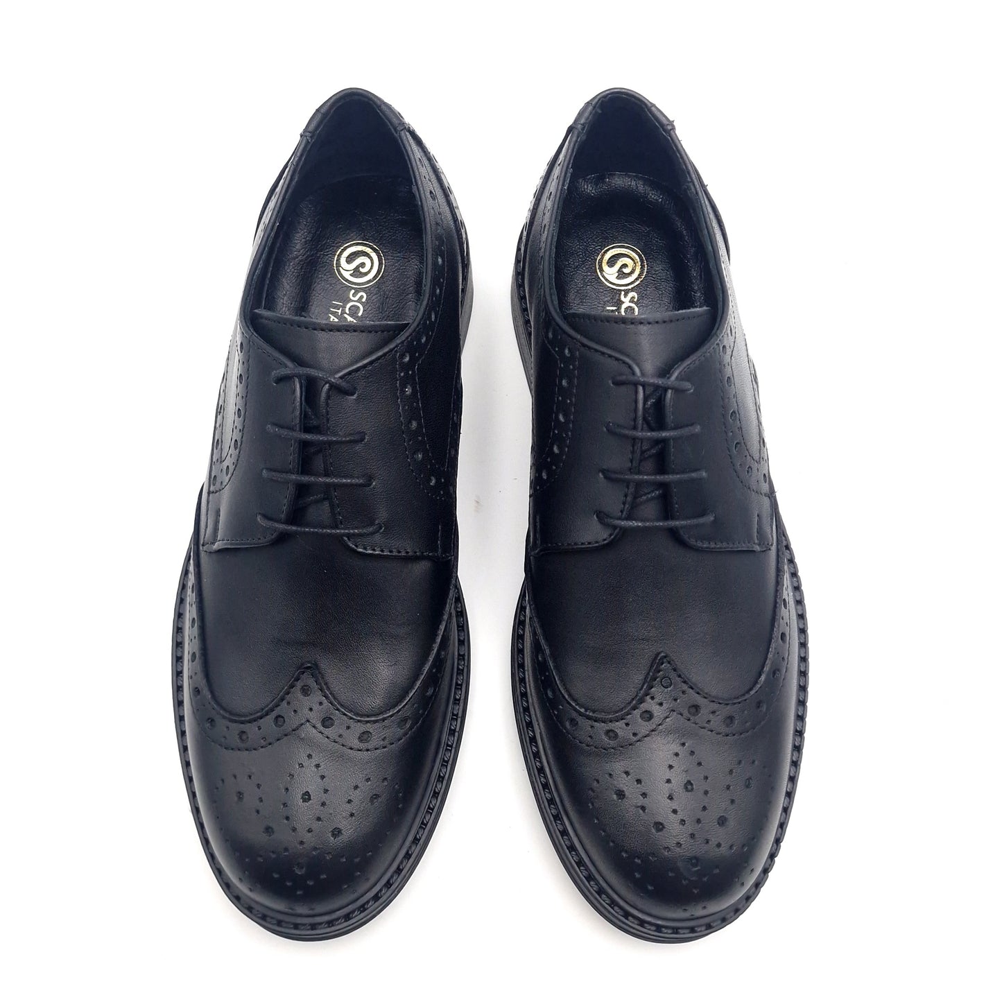 Derby Uomo Monogramma Scarpine Italiane in Pelle Nero