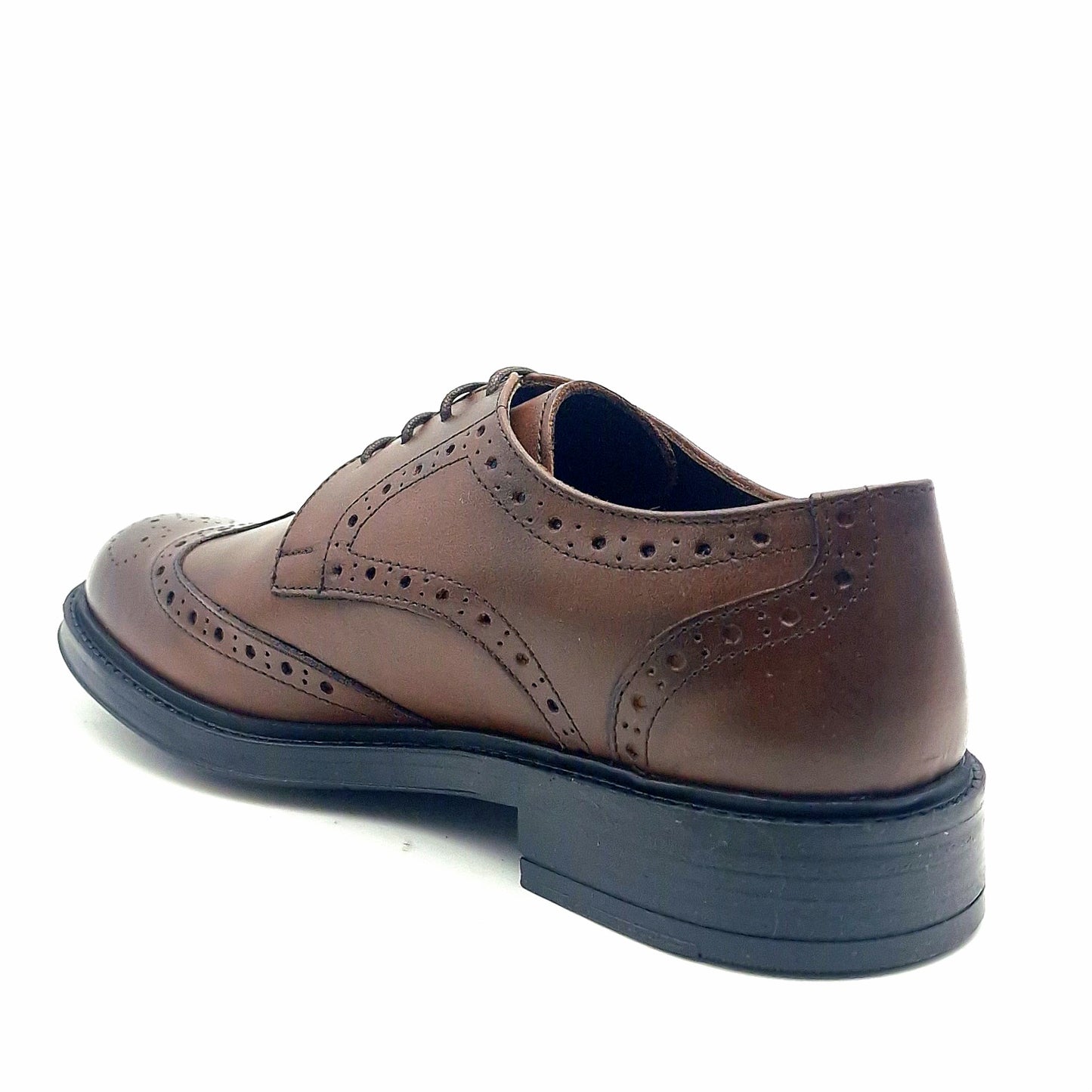 Derby Uomo Monogramma Scarpine Italiane in Pelle Cuoio