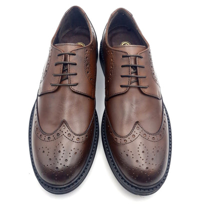 Derby Uomo Monogramma Scarpine Italiane in Pelle Cuoio