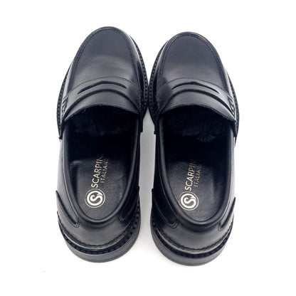 Mocassino Uomo Scarpine Italiane in Pelle Nero