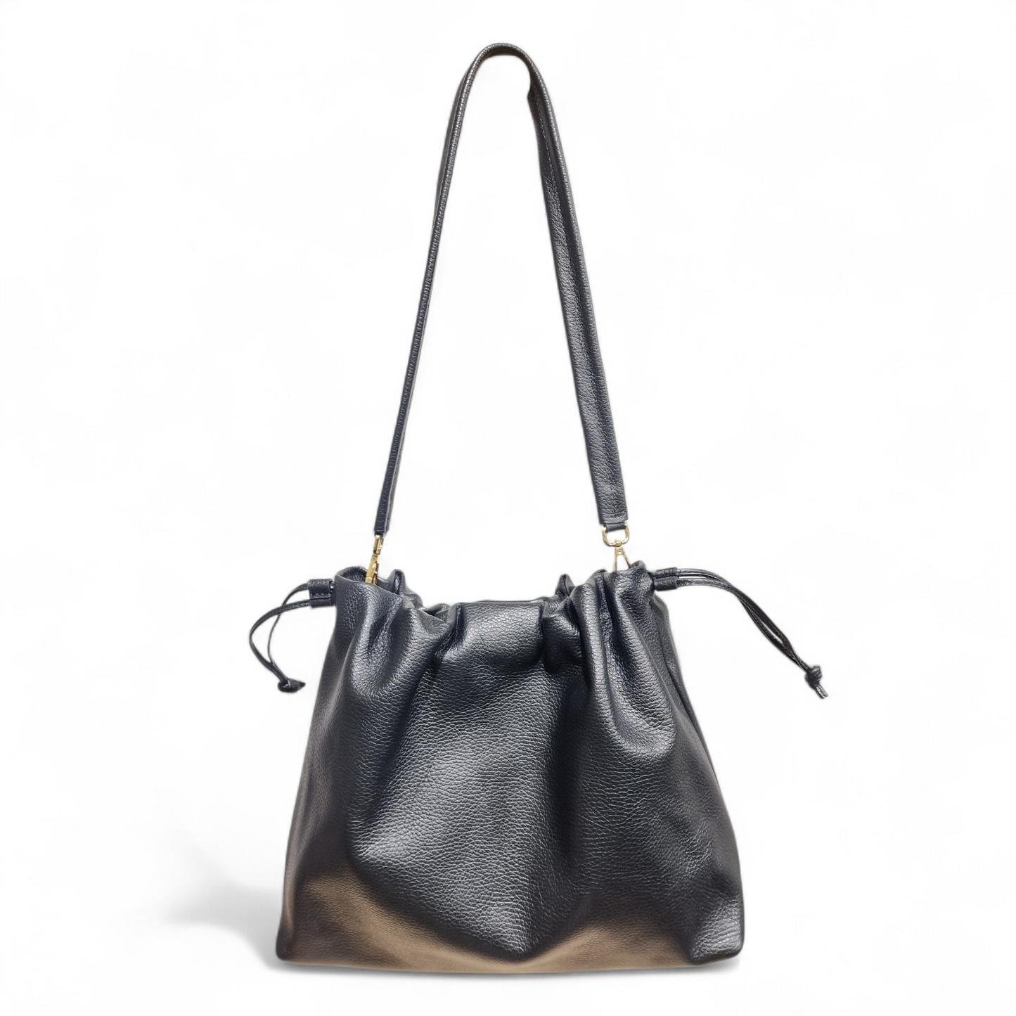 Borsa a Spalla in Pelle Irina con Chiusura a Coulisse e Tracolla