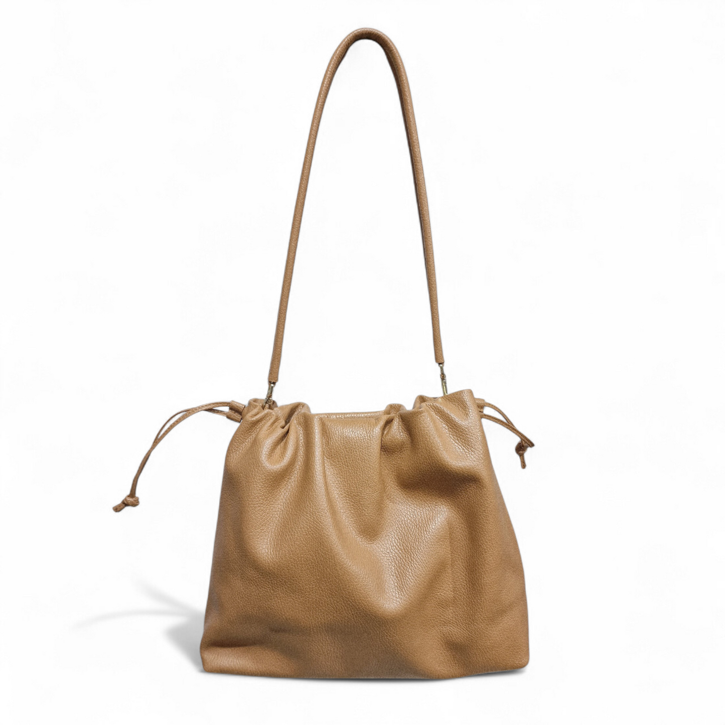 Borsa a Spalla in Pelle Irina con Chiusura a Coulisse e Tracolla