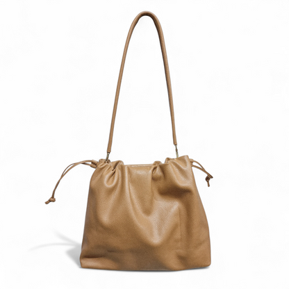 Borsa a Spalla in Pelle Irina con Chiusura a Coulisse e Tracolla