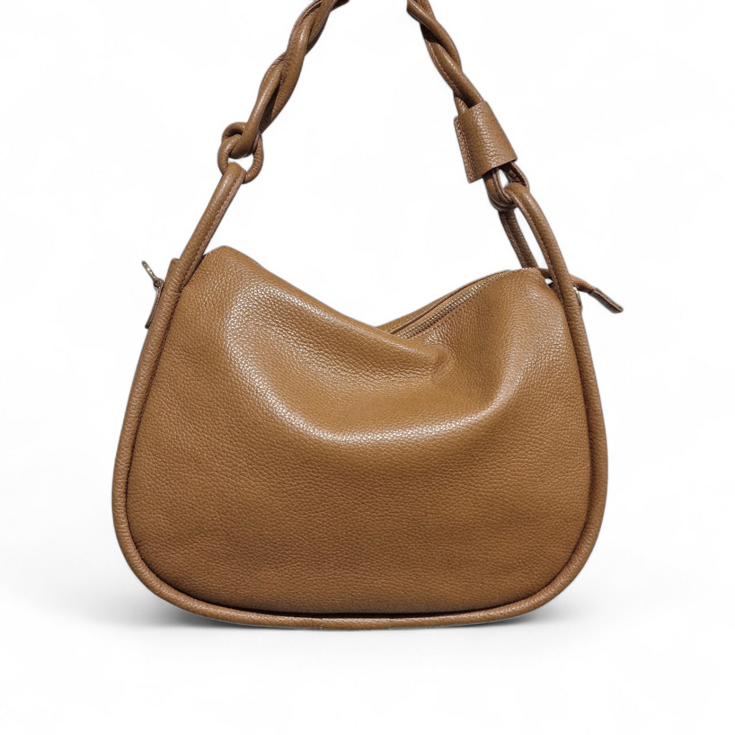 Borsa a Spalla in Pelle Linda con Manico Intrecciato