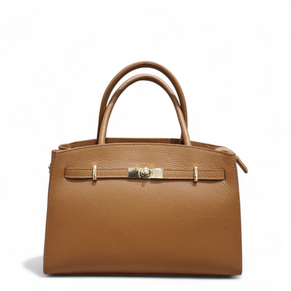 Borsa a Mano Grace in Pelle - Lady Bag con Chiusura Turn-Lock e Tracolla