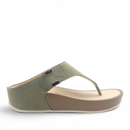 Sandalo Donna Scalzato con zeppa Grunland Infradito Oliva