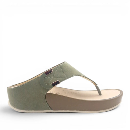 Sandalo Donna Scalzato con zeppa Grunland Infradito Oliva
