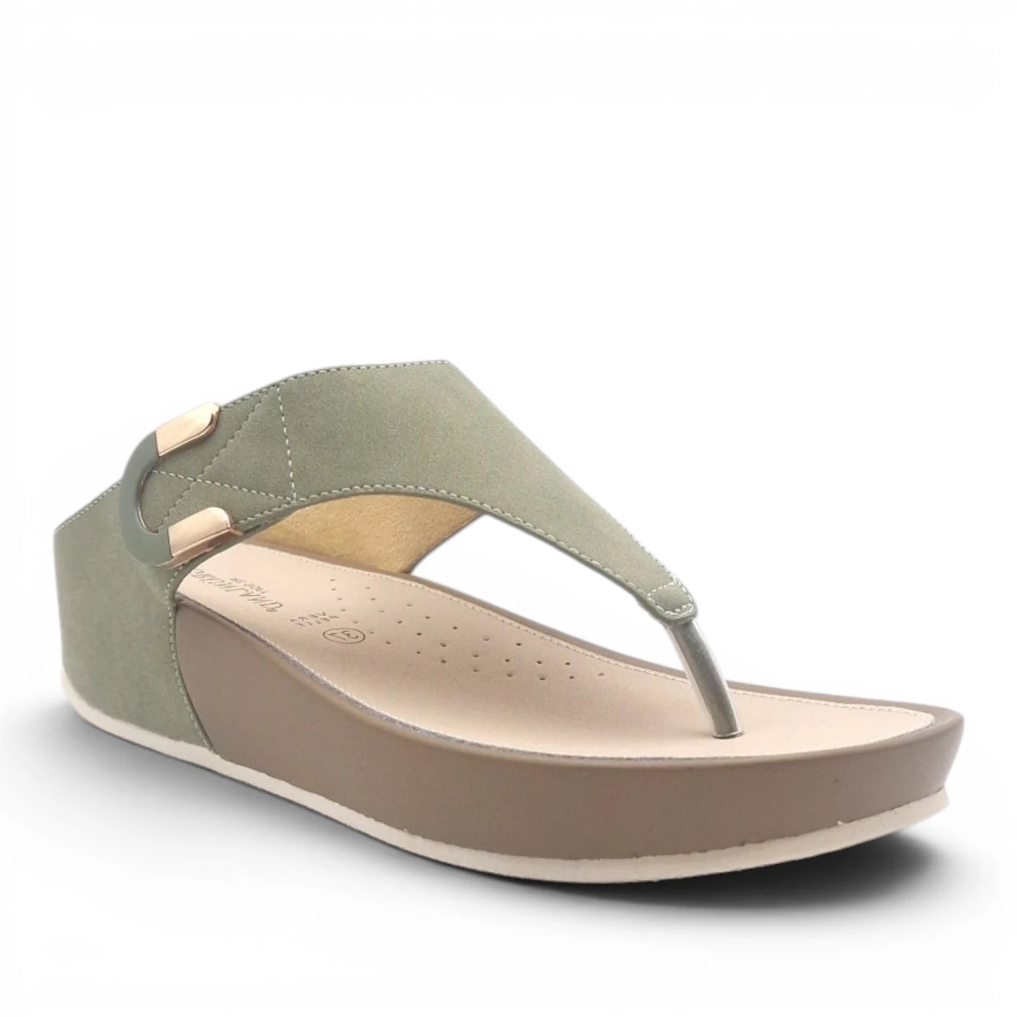 Sandalo Donna Scalzato con zeppa Grunland Infradito Oliva