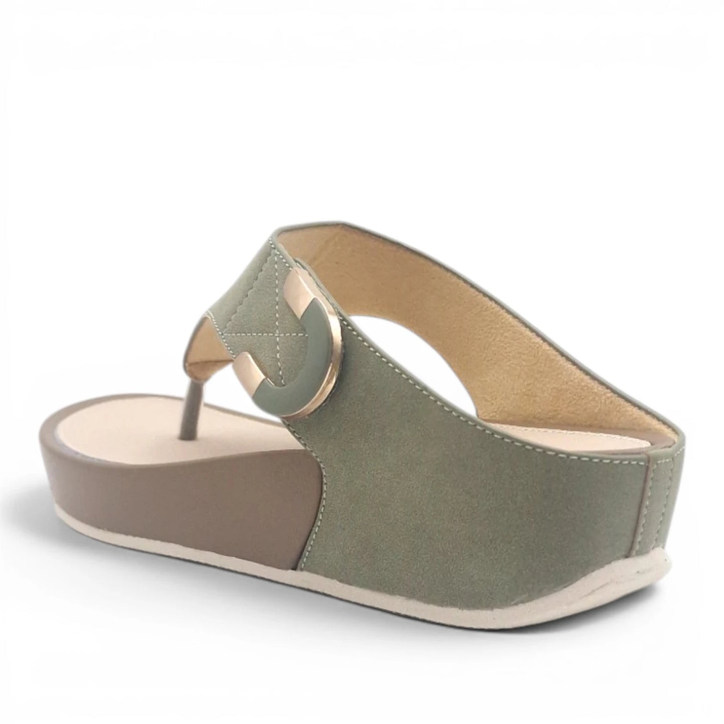 Sandalo Donna Scalzato con zeppa Grunland Infradito Oliva