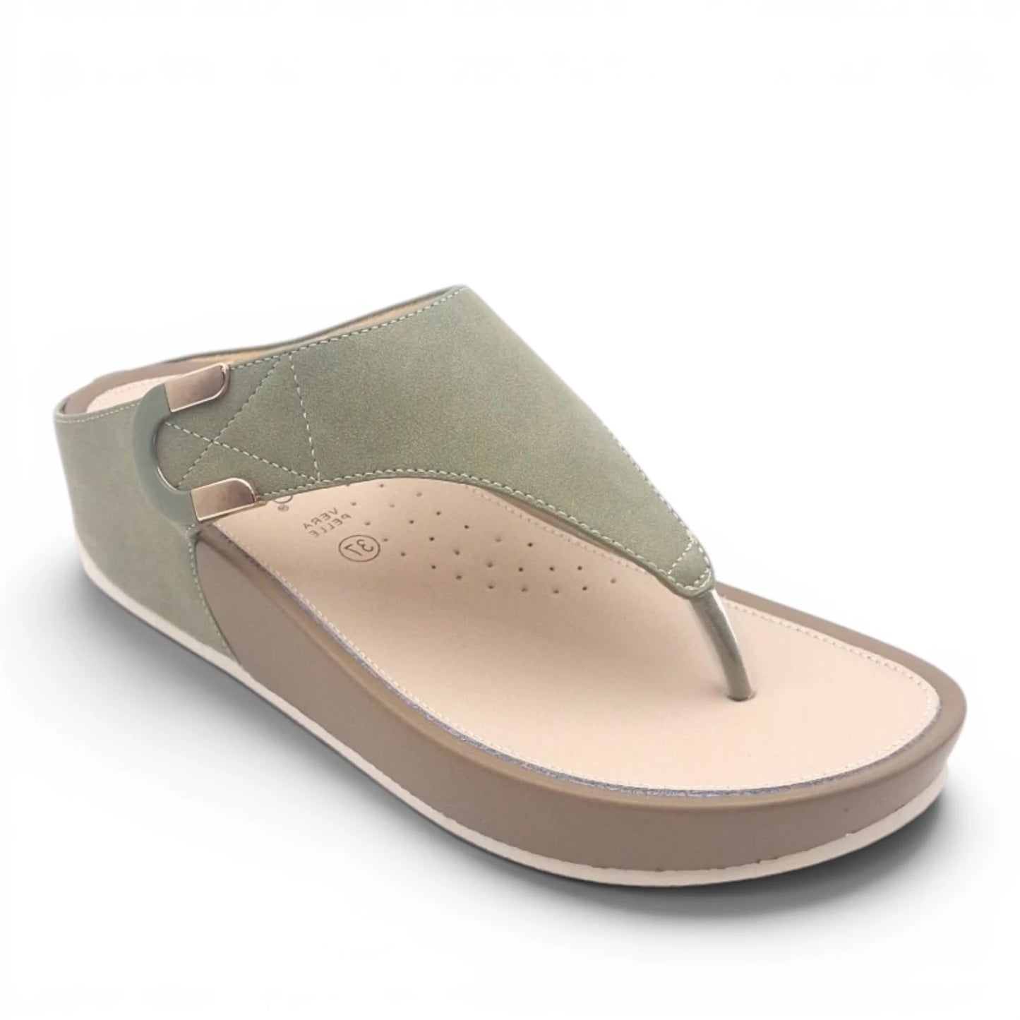 Sandalo Donna Scalzato con zeppa Grunland Infradito Oliva