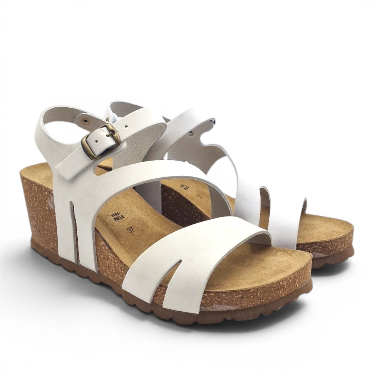 Sandalo Donna con Zeppa Morbicomoda Fascia Bianco
