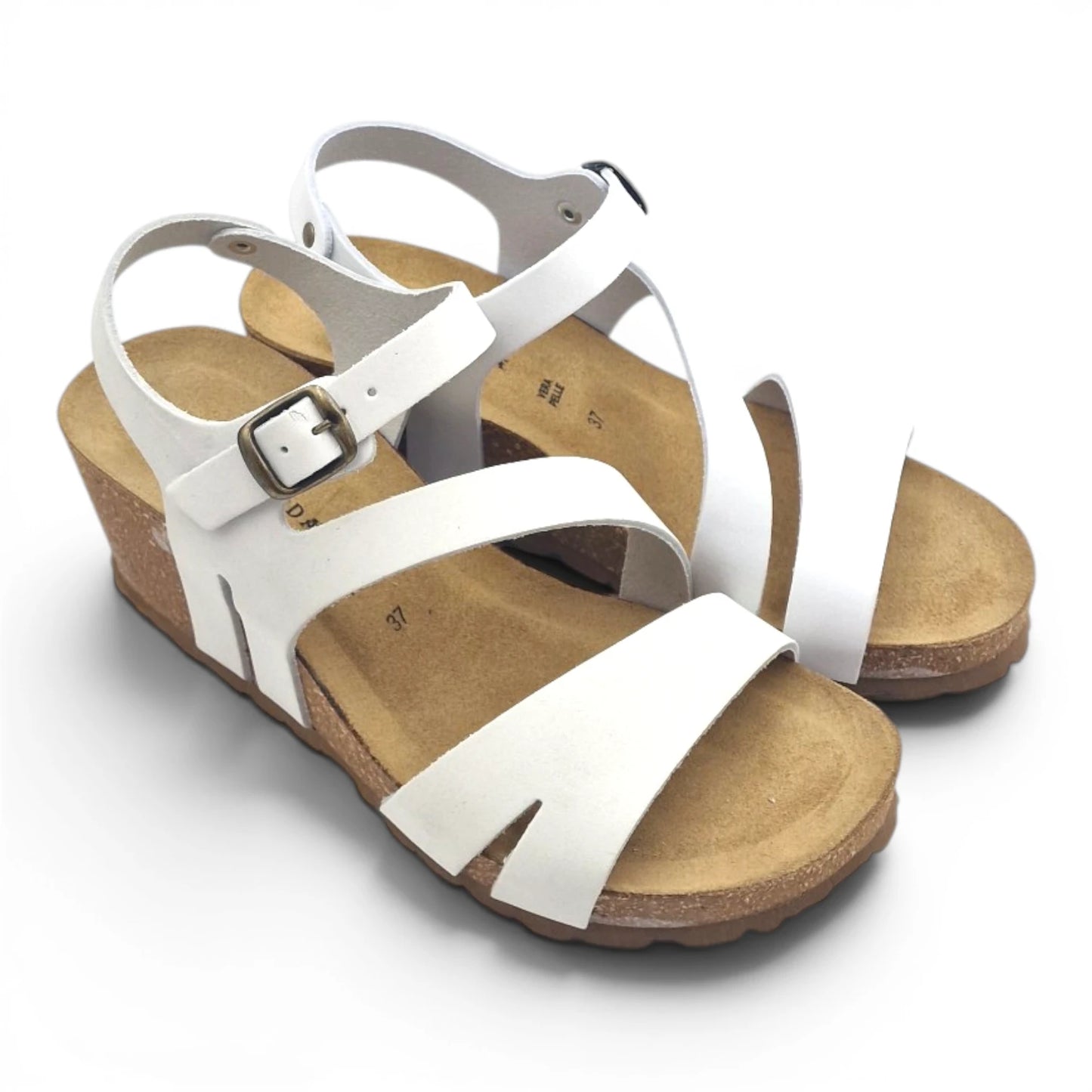 Sandalo Donna con Zeppa Morbicomoda Fascia Bianco