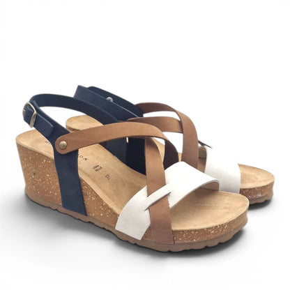 Sandalo Donna con Zeppa Morbicomoda Mau Mix Colour Moka