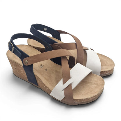 Sandalo Donna con Zeppa Morbicomoda Mau Mix Colour Moka