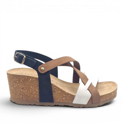 Sandalo Donna con Zeppa Morbicomoda Mau Mix Colour Moka