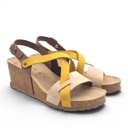 Sandalo Donna con Zeppa Morbicomoda Mau Mix Colour Nocciola