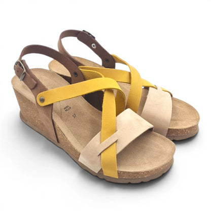 Sandalo Donna con Zeppa Morbicomoda Mau Mix Colour Nocciola