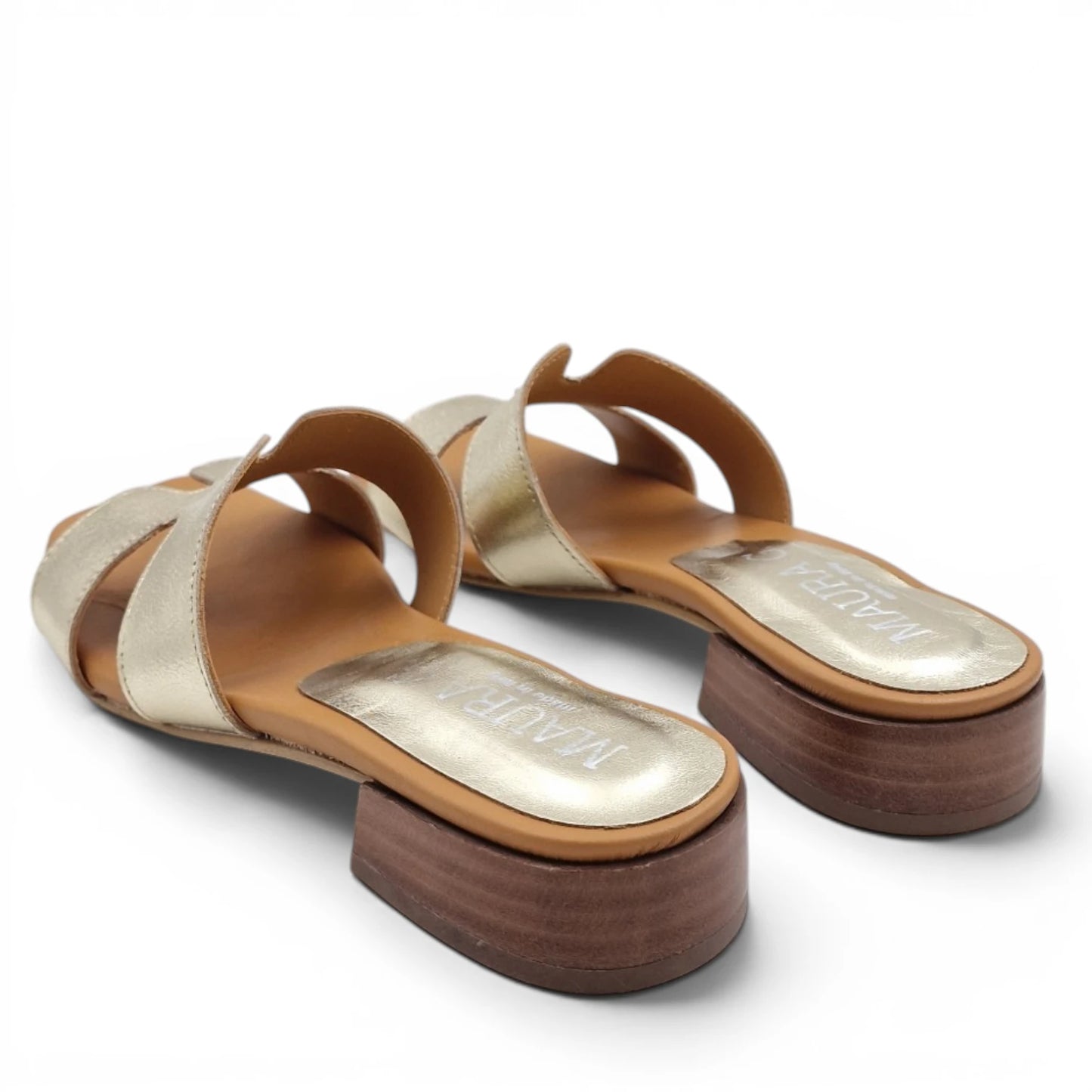 Sandalo Donna Scalzato Scarpine Italiane H con Tacco 3 cm in Pelle Platino con Sottopiede Imbottito