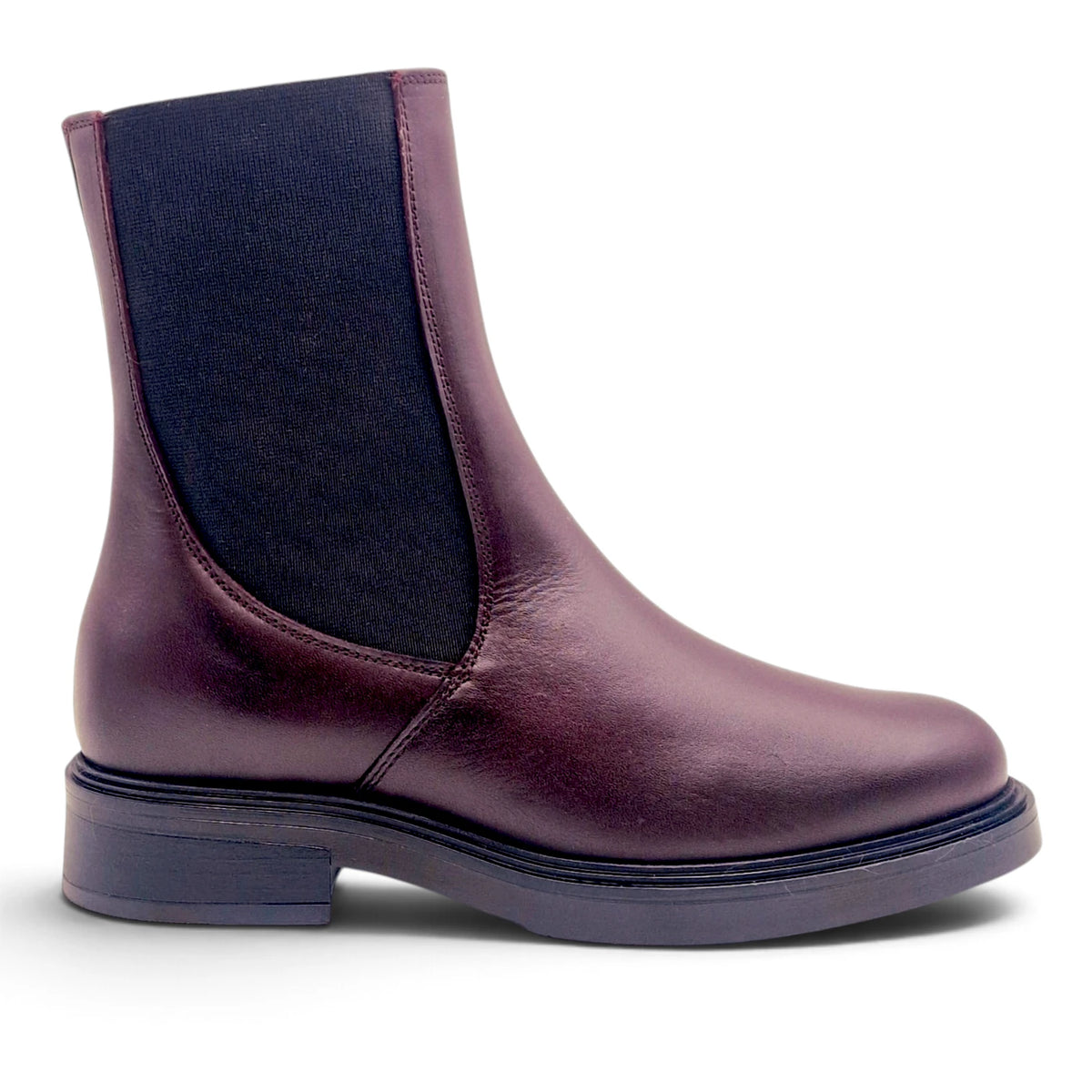 Stivaletto Donna modello Beatles in Pelle Morbida Burgundy con Elastico e Zip