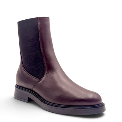 Stivaletto Donna modello Beatles in Pelle Morbida Burgundy con Elastico e Zip