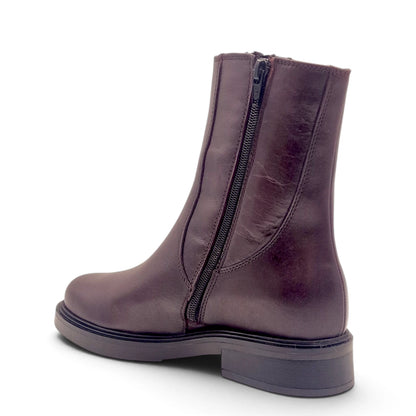 Stivaletto Donna modello Beatles in Pelle Morbida Burgundy con Elastico e Zip