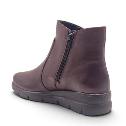 Stivaletto Donna Comodo in Pelle Morbida Burgundy con doppia Zip