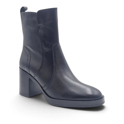 Stivaletto Donna in Pelle Nero con Tacco comodo e Plateau