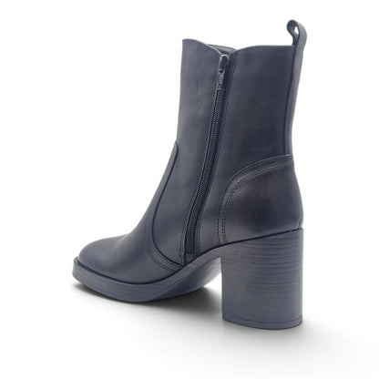 Stivaletto Donna in Pelle Nero con Tacco comodo e Plateau