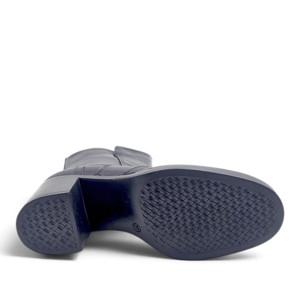 Stivaletto Donna in Pelle Nero con Tacco comodo e Plateau